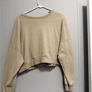 Elegant Beige Crew Neck Sweater